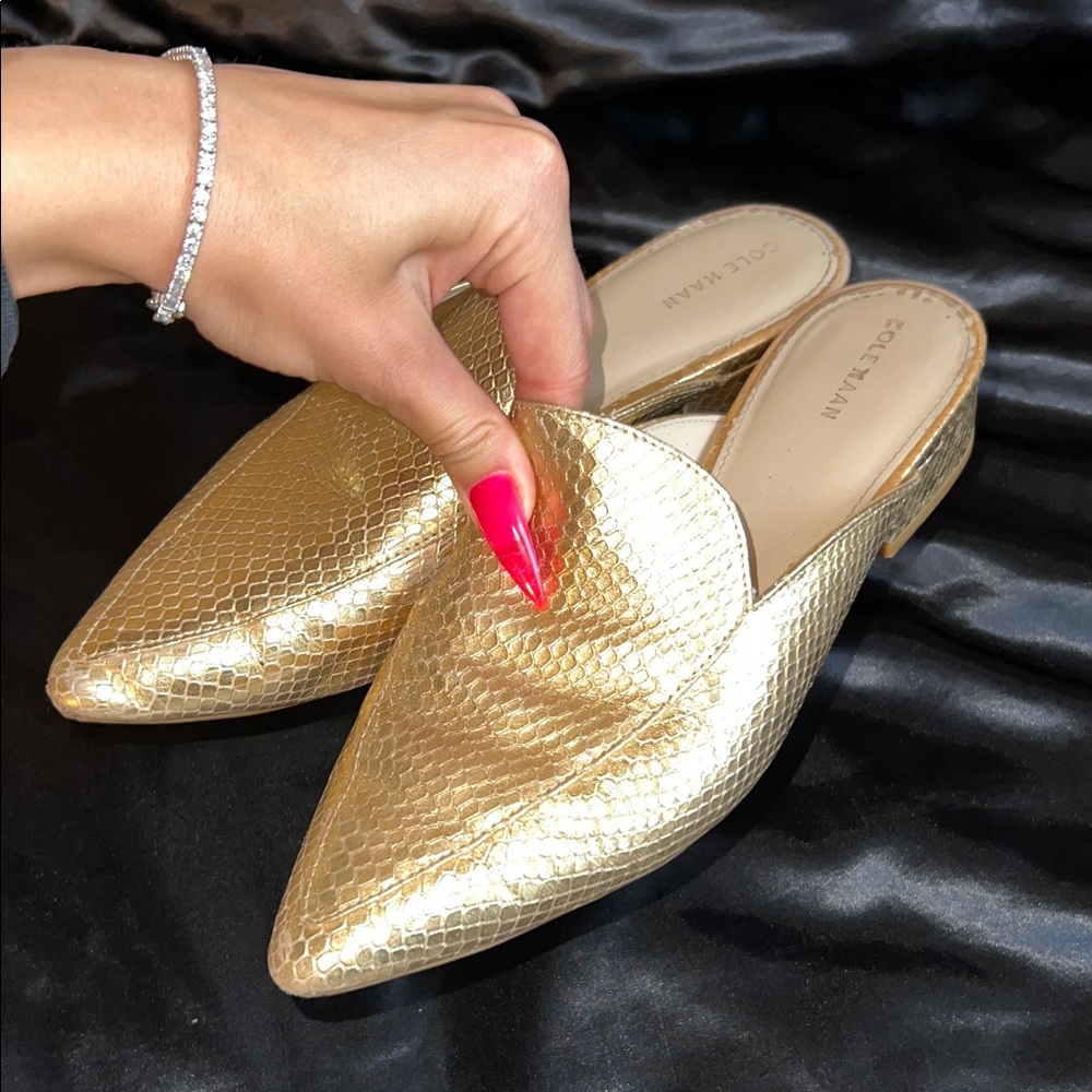 Cole Haan Gold Snakskin Mules RELIST FOR BUYER